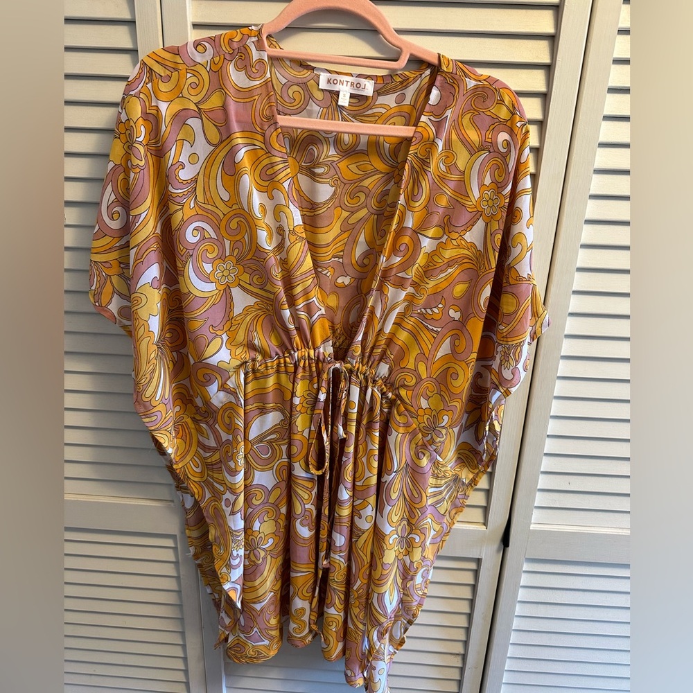 Kontrol Contemporary Cardigan Women Small Floral Open Front Coverup